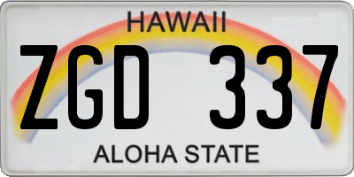 HI license plate ZGD337