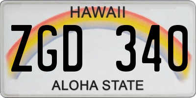HI license plate ZGD340