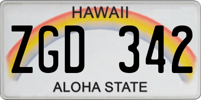 HI license plate ZGD342