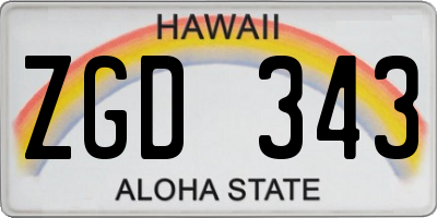 HI license plate ZGD343