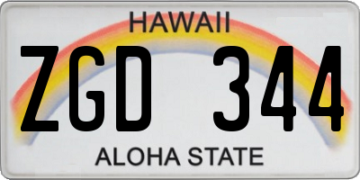 HI license plate ZGD344