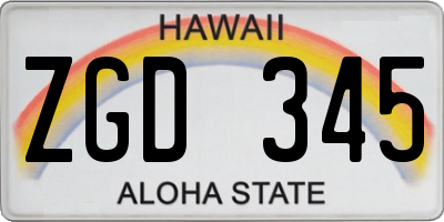 HI license plate ZGD345
