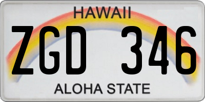 HI license plate ZGD346