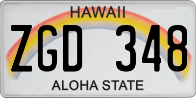 HI license plate ZGD348