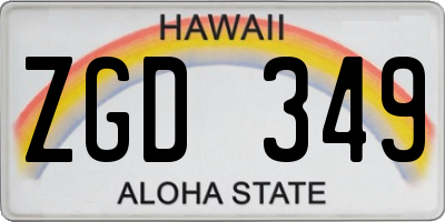 HI license plate ZGD349