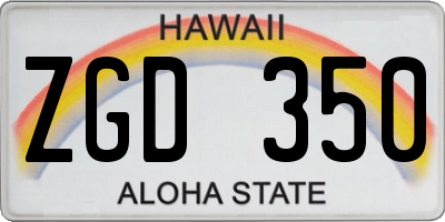 HI license plate ZGD350