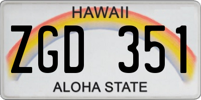 HI license plate ZGD351