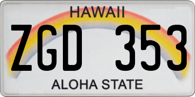HI license plate ZGD353