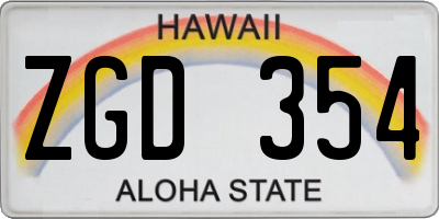 HI license plate ZGD354