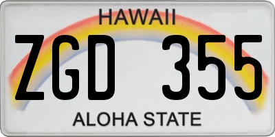 HI license plate ZGD355