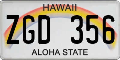 HI license plate ZGD356