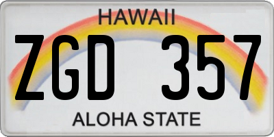 HI license plate ZGD357