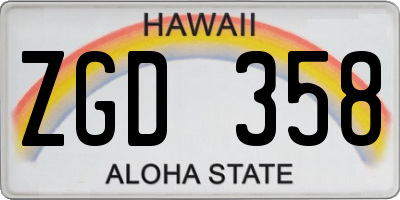 HI license plate ZGD358