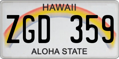 HI license plate ZGD359