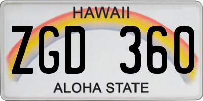 HI license plate ZGD360
