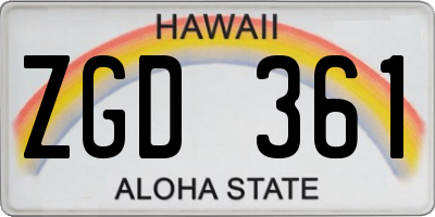 HI license plate ZGD361