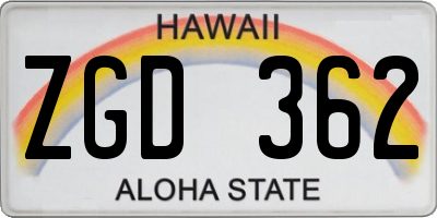 HI license plate ZGD362