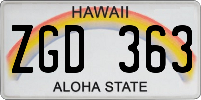 HI license plate ZGD363