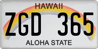 HI license plate ZGD365