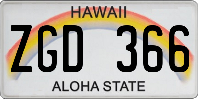 HI license plate ZGD366