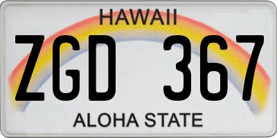 HI license plate ZGD367