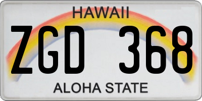 HI license plate ZGD368