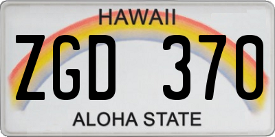 HI license plate ZGD370