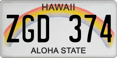HI license plate ZGD374