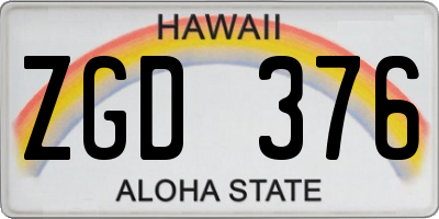 HI license plate ZGD376