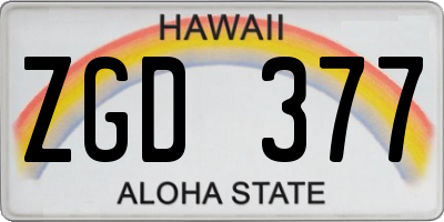 HI license plate ZGD377