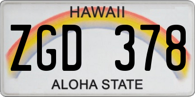 HI license plate ZGD378