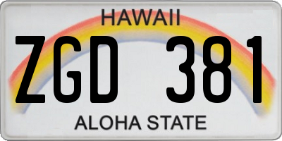 HI license plate ZGD381