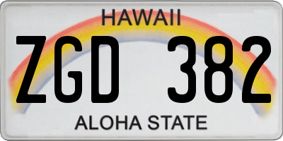 HI license plate ZGD382