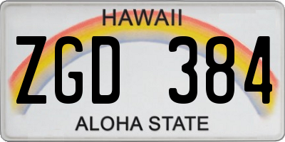 HI license plate ZGD384
