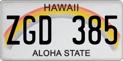 HI license plate ZGD385
