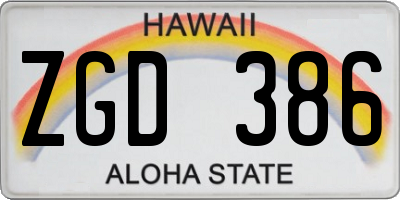 HI license plate ZGD386