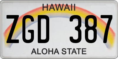 HI license plate ZGD387
