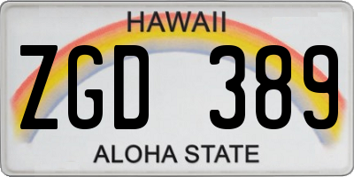HI license plate ZGD389