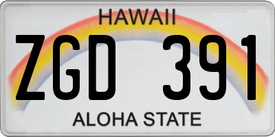HI license plate ZGD391
