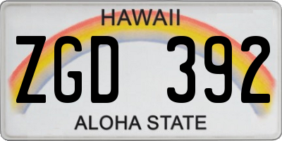 HI license plate ZGD392