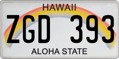 HI license plate ZGD393
