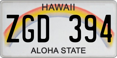 HI license plate ZGD394