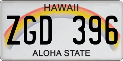 HI license plate ZGD396