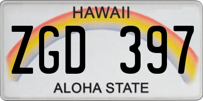 HI license plate ZGD397