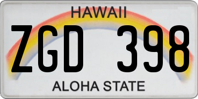 HI license plate ZGD398