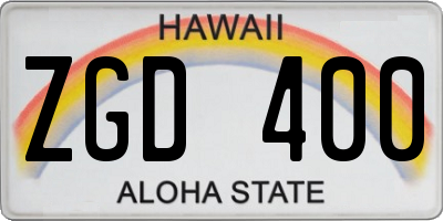 HI license plate ZGD400