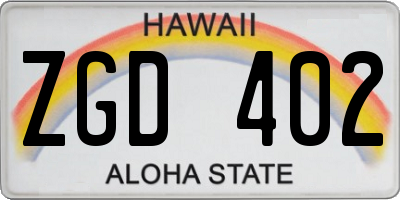 HI license plate ZGD402
