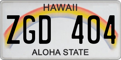 HI license plate ZGD404