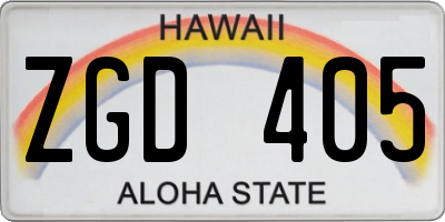 HI license plate ZGD405
