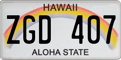HI license plate ZGD407